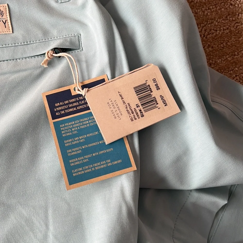 Faherty all day shorts 9” seafoam, 7” seafoam, 7” sunrose NWT